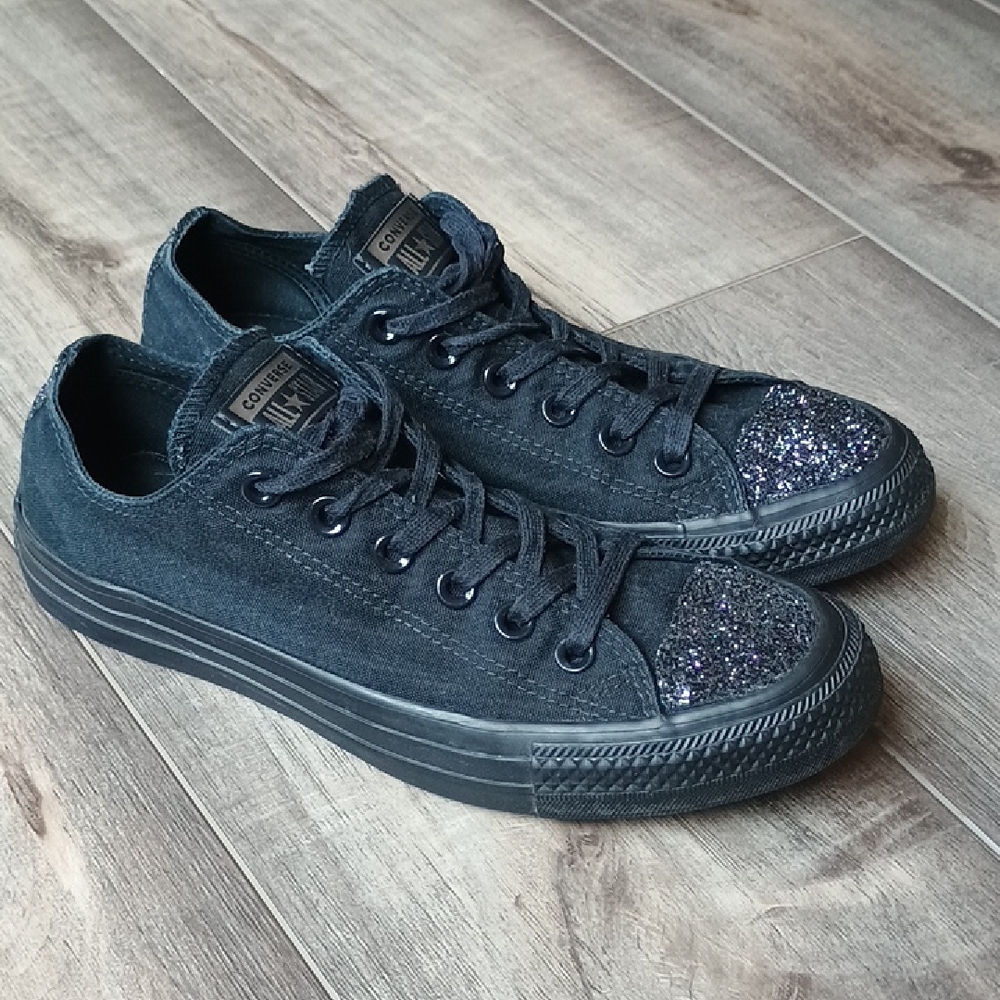 Converse Black Sneakers with Glitter Accents